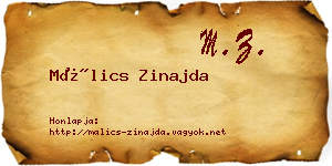 Málics Zinajda névjegykártya